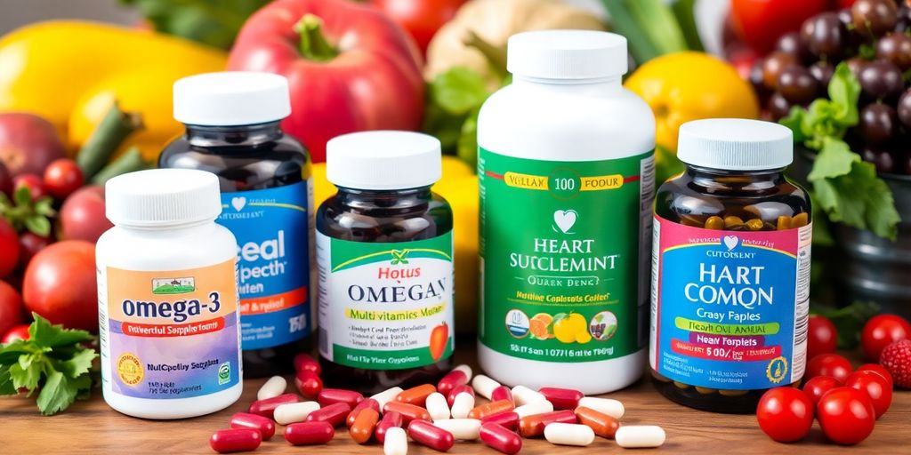 Heart health supplements with fruits and vegetables.