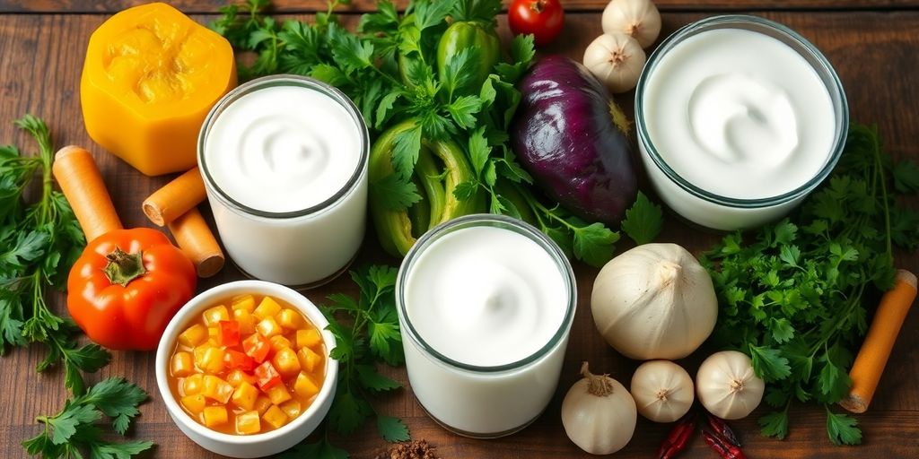 Colorful probiotic foods for immune system health.