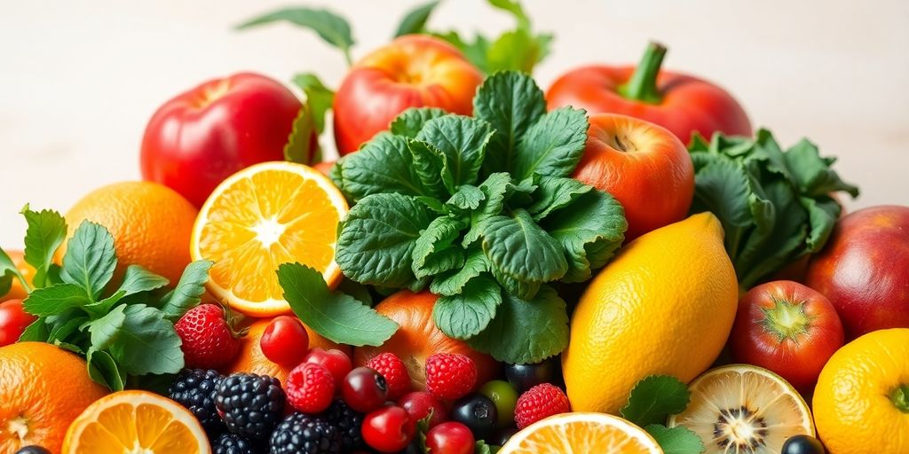 Colorful fruits and vegetables for natural immunity boosting.